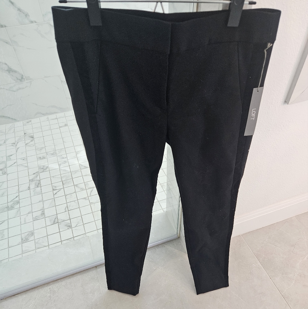 LOFT 6 petite Black Trousers with black velvet stripes on sides